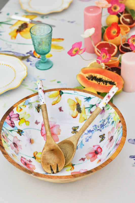 Poppy Salad Bowl with Servers